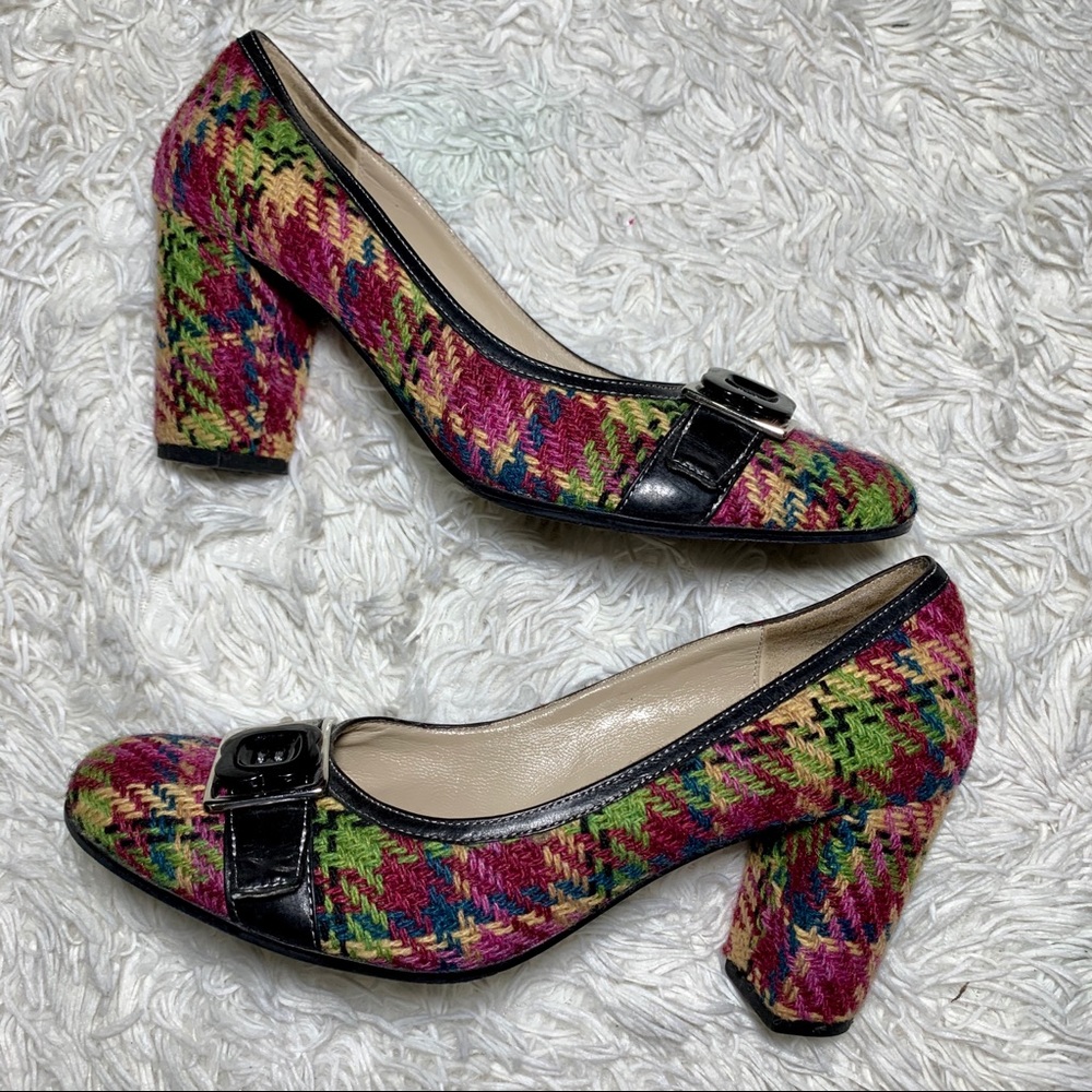 Vero Cuoio Designer Tweed Woven Colorful Heel 7.5
